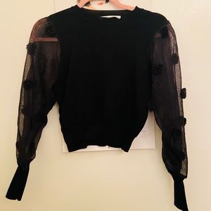 Organza Sleeve Sweater